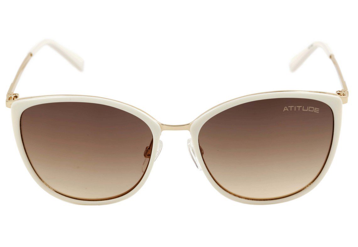Óculos de Sol Atitude At 3165 D01 Creme E Dourado Brilho/ Marrom Degradê - 58 mm