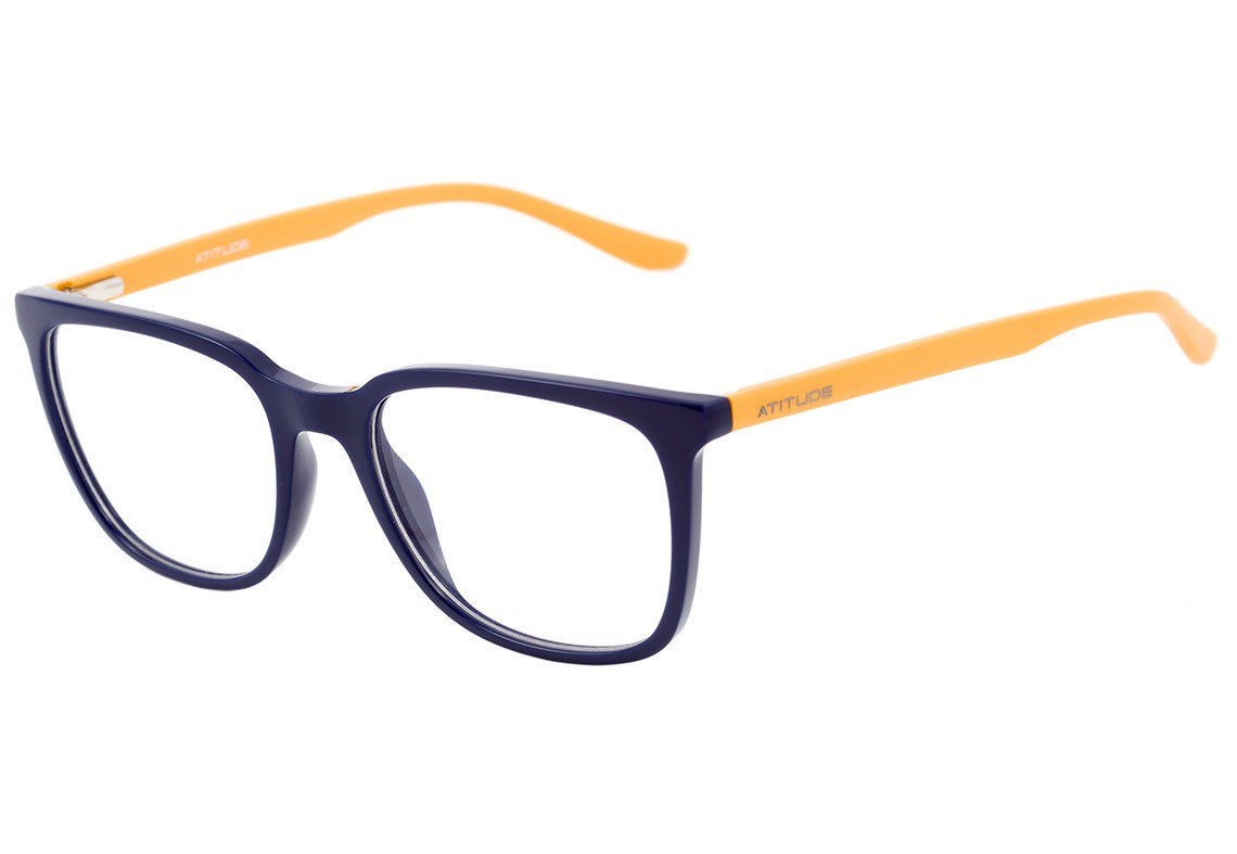 Óculos de Grau Atitude At 4060 D01 Azul E Amarelo Brilho - 52 mm