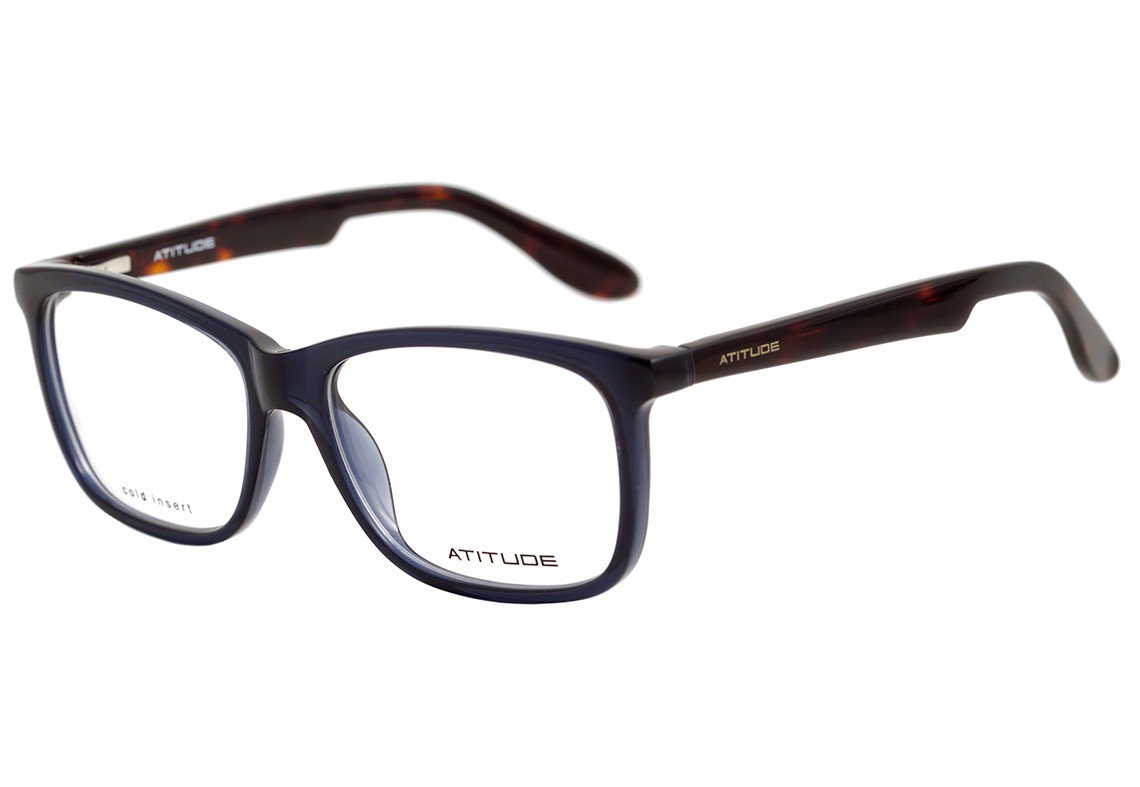 Óculos de Grau Atitude At 4089 T01 Azul E Marrom Mesclado Brilho - 54 mm