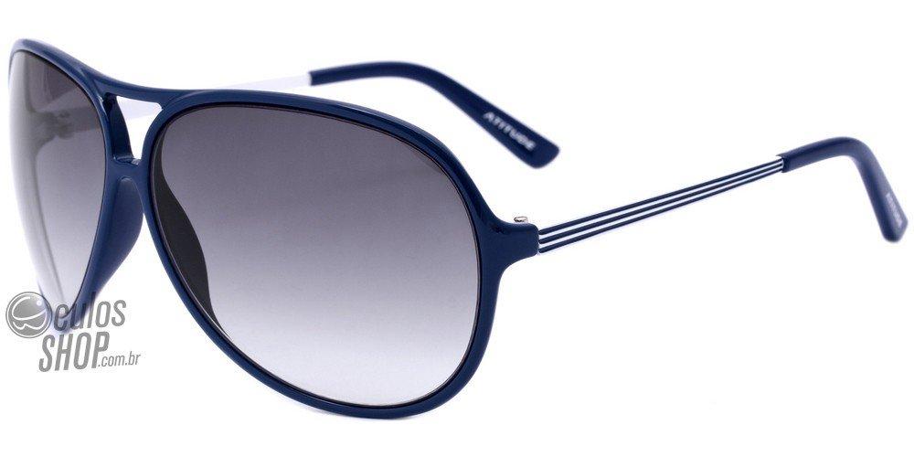 Óculos de Sol Atitude At 5107 H04 Azul E Branco Brilho/ Preto Degradê - Lente 6,4 Cm