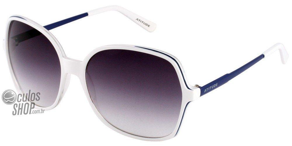 Óculos de Sol Atitude At 5108 H02 Branco E Azul Brilho/ Preto Degradê - Lente 5,9 Cm