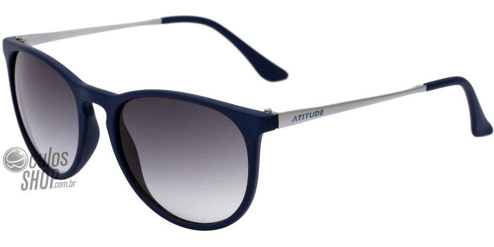 Óculos de Sol Atitude At 5168 D06 Azul Fosco E Prata/ Preto Degradê - Lente 5,3 Cm