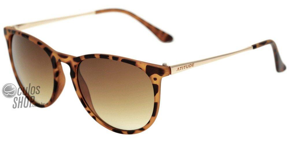 Óculos de Sol Atitude At 5168 G21 Marrom Fosco E Dourado/ Marrom Degradê - Lente 5,3 Cm