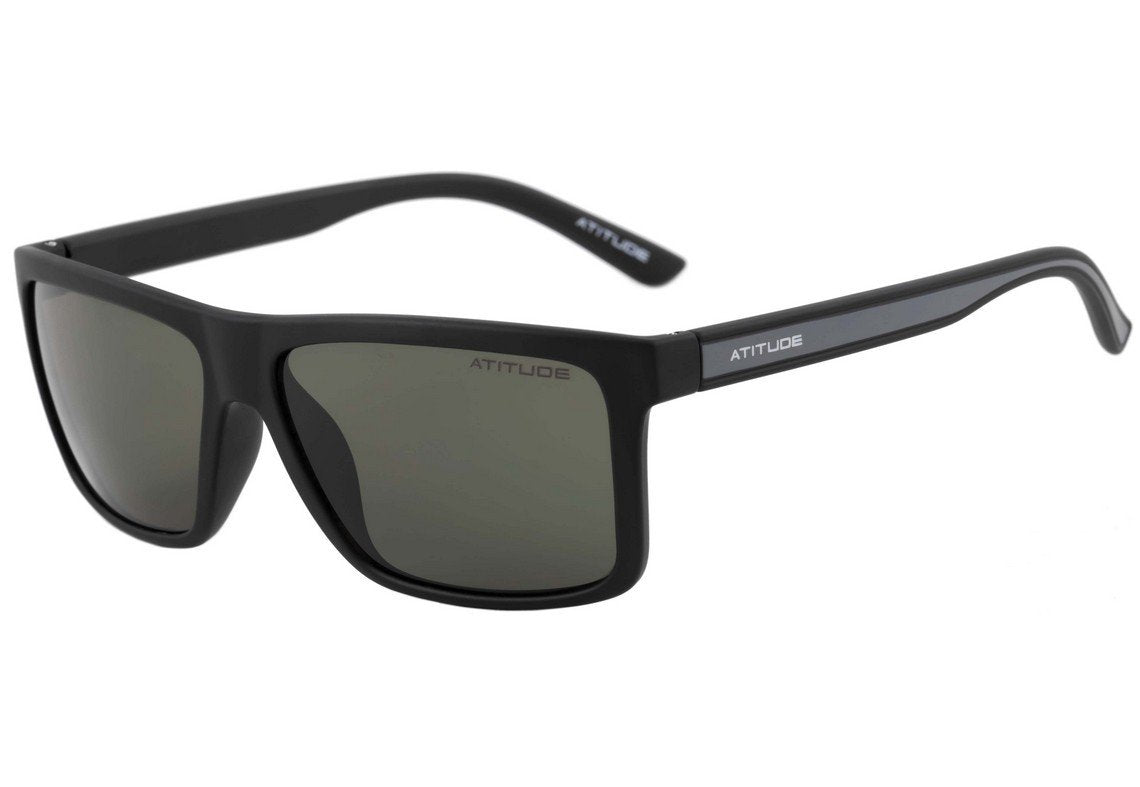 Óculos de Sol Atitude At 5262 A02 Preto E Cinza Fosco/ Verde - Lente 5,7 Cm