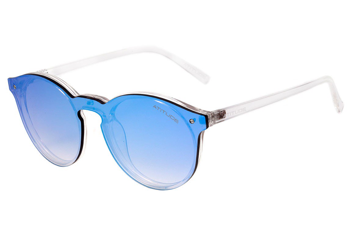 Óculos de Sol Atitude At 5335 T01 Transparente Brilho/ Azul E Marrom Espelhado - 49 mm