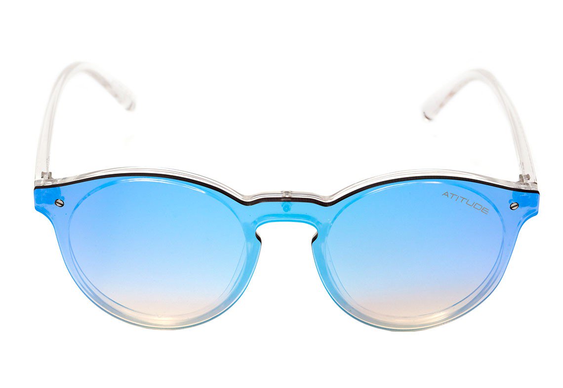 Óculos de Sol Atitude At 5335 T01 Transparente Brilho/ Azul E Marrom Espelhado - 49 mm