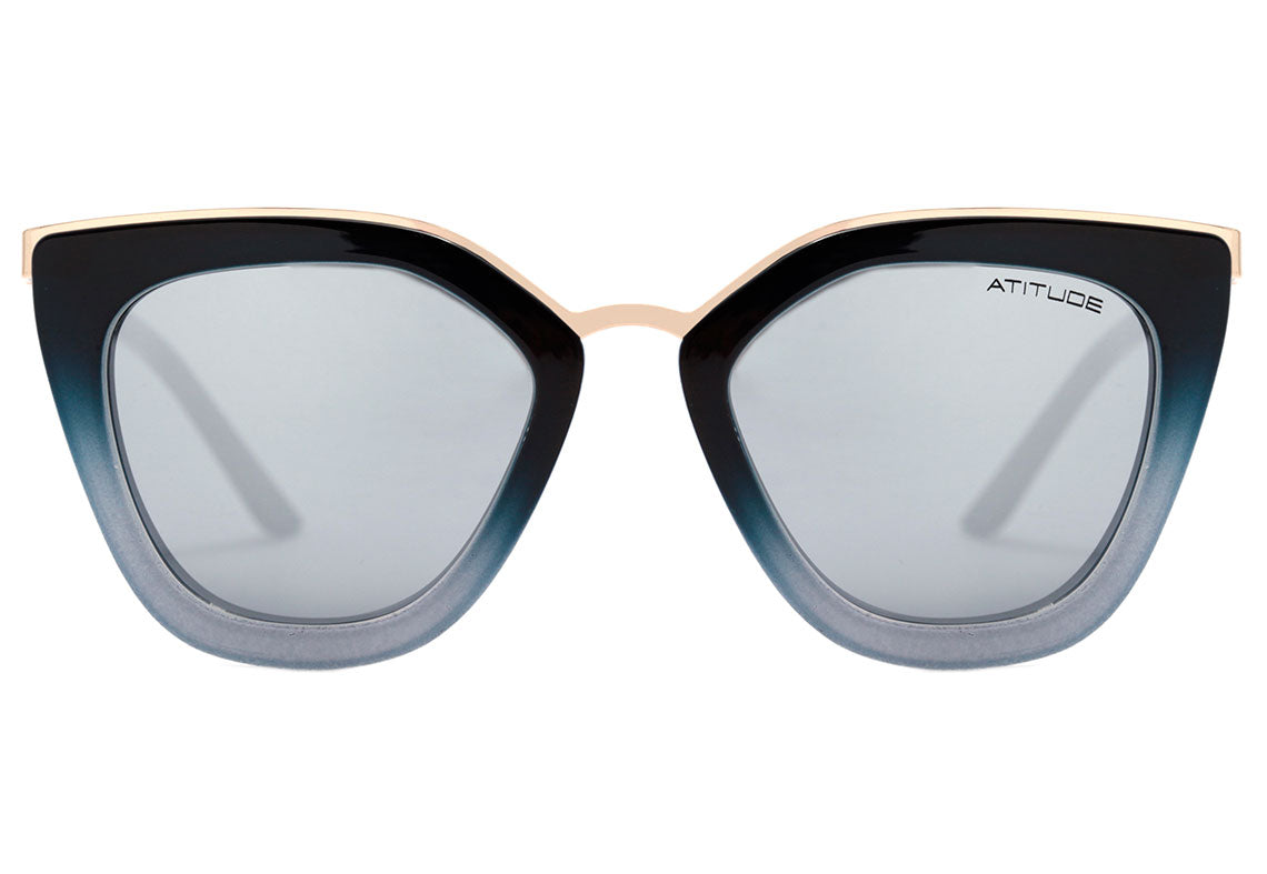 Atitude AT5340 C01 Azul Degradê Prata Espelhado - Sol - 52 mm