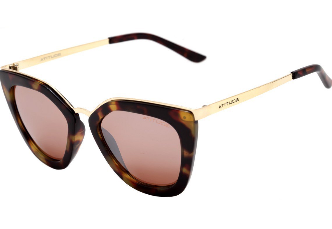 Atitude AT 5340 G22 Marrom e Dourado Brilho / Marrom Espelhado - Lente 5,2 cm - Sol