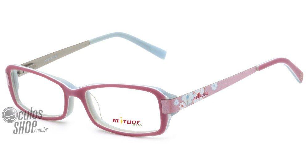 Óculos de Grau Atitude At 6089 Infantil A02 Rosa E Azul Brilho - Lente 4,7 Cm
