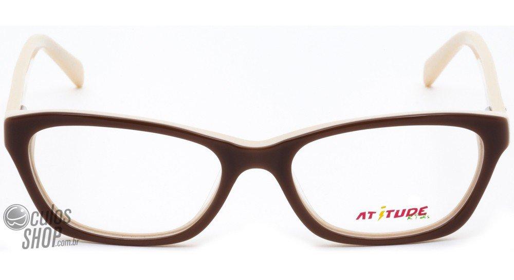 Óculos de Grau Atitude At 6091 Infantil B01 Marrom E Creme Brilho - 49 mm