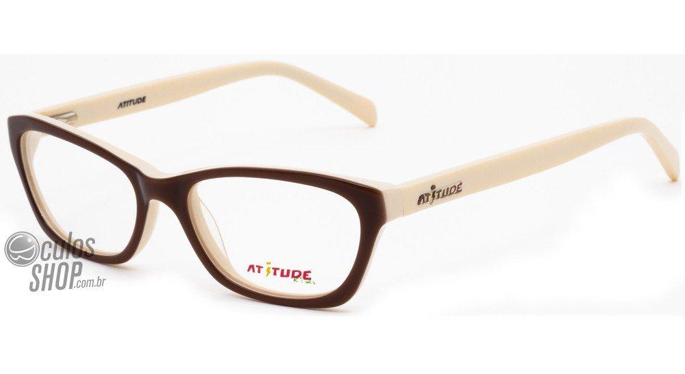 Óculos de Grau Atitude At 6091 Infantil B01 Marrom E Creme Brilho - 49 mm