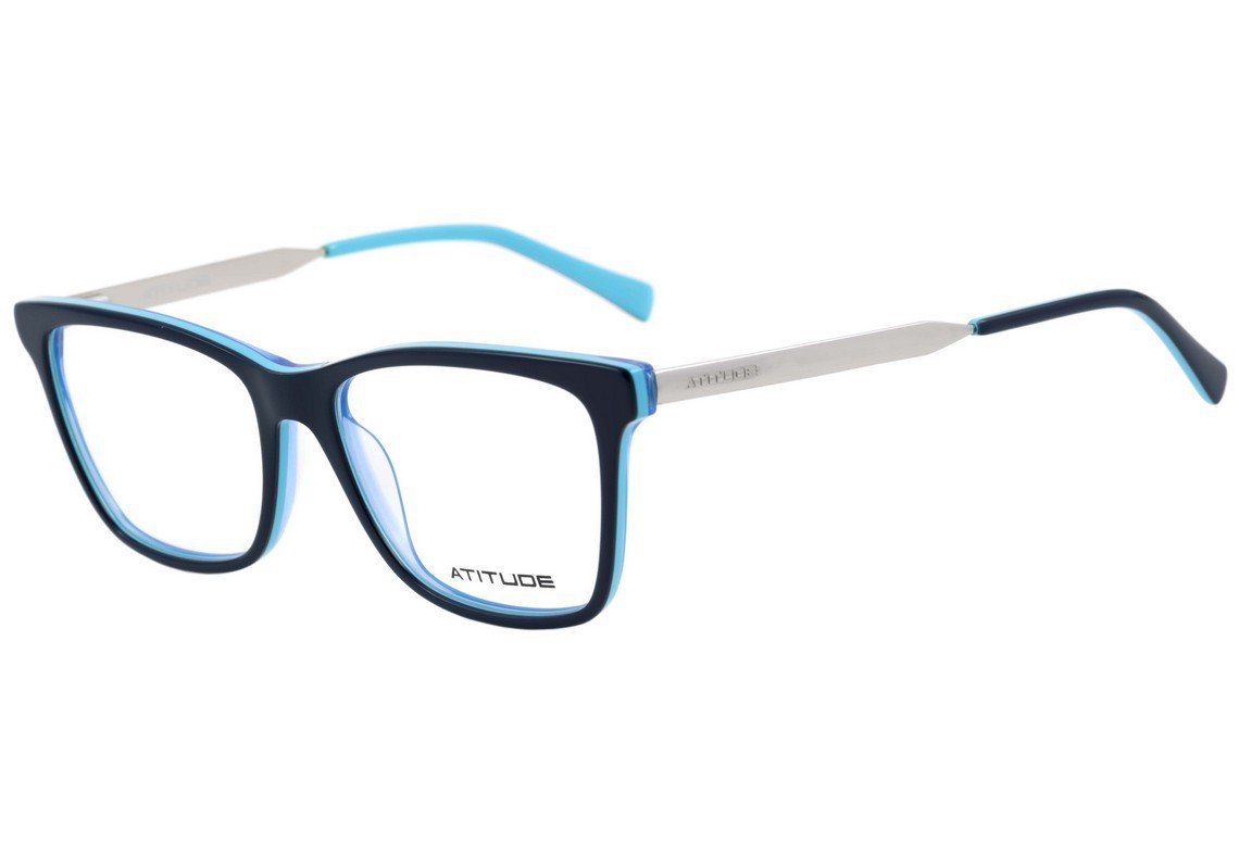 Óculos de Grau Atitude At 6139 H02 Azul E Prata Brilho - 52 mm