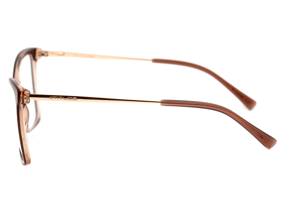Óculos de Grau Atitude At 6216 I H02 Marrom Translúcido Brilho Lente 5,5 Cm