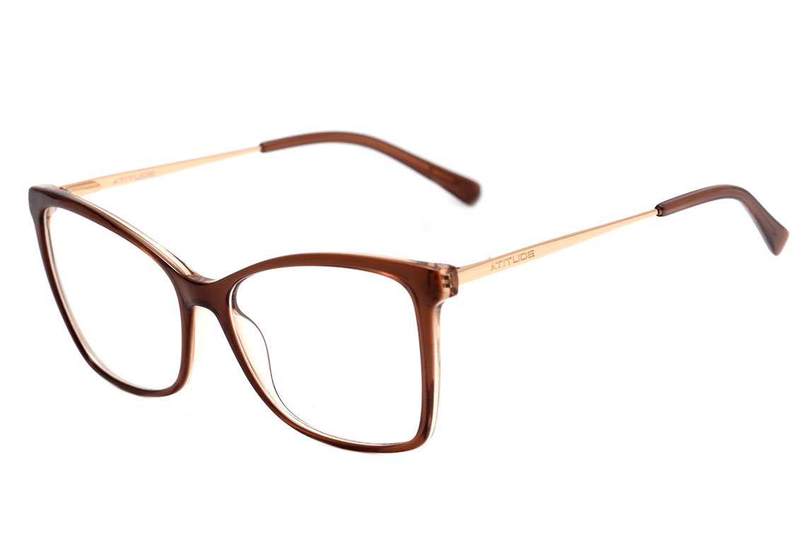 Óculos de Grau Atitude At 6216 I H02 Marrom Translúcido Brilho Lente 5,5 Cm
