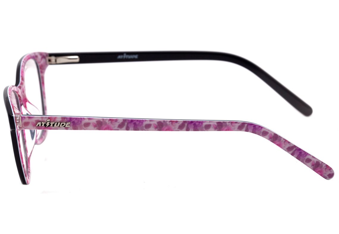 Óculos de Grau Atitude Kids AT 7072 A01 Preto e Rosa Brilho - 49 mm