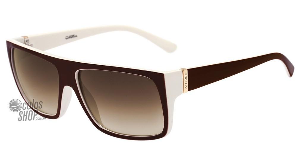Óculos de Sol Atitude Mma At 5117 H05 Marrom E Branco/ Marrom Degradê - Lente 5,8 Cm