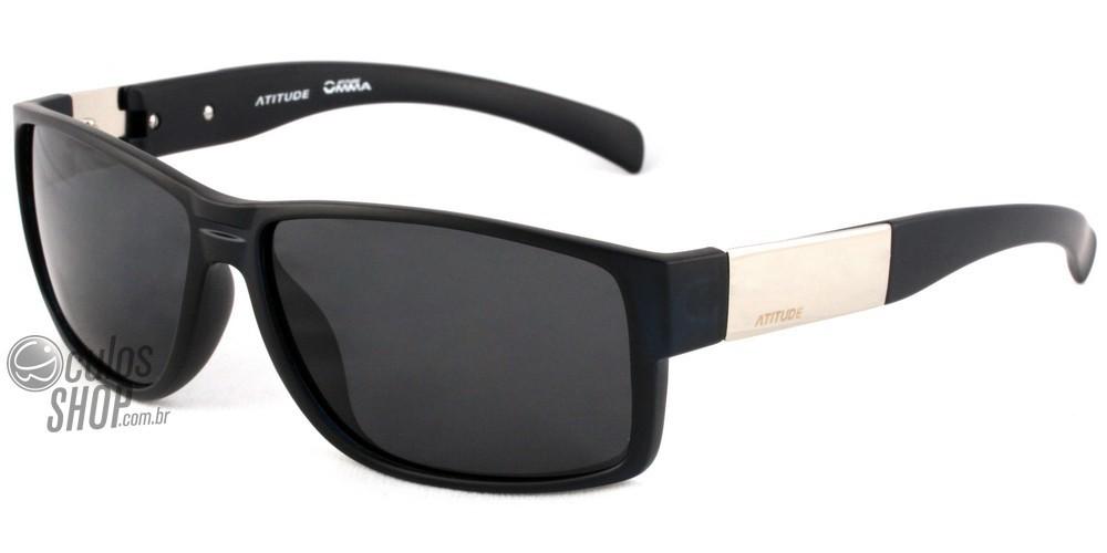 Óculos de Sol Atitude Mma At 5120 H02 Azul Fosco E Prata/ Preto Polarizado - Lente 6,0 Cm