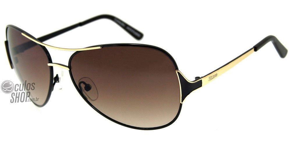 Óculos de Sol Pânico Atitude Pa 3006 H03 Marrom E Dourado Brilho/ Marrom Degradê - Lente 6,4 Cm