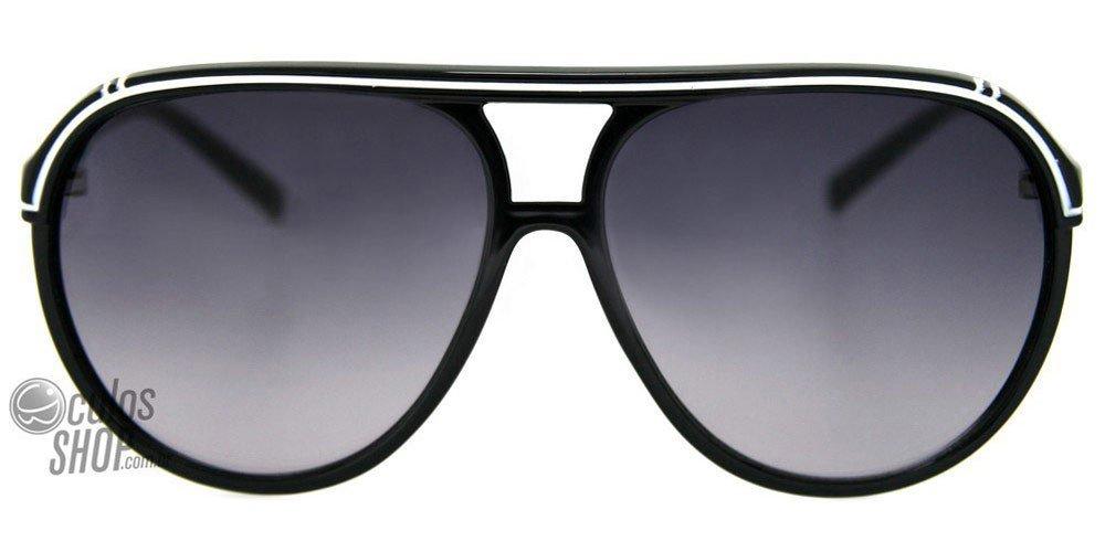 Óculos de Sol Pânico Atitude Pa 5003 H01 Preto E Branco Brilho/ Preto Degradê - Lente 6,7 Cm
