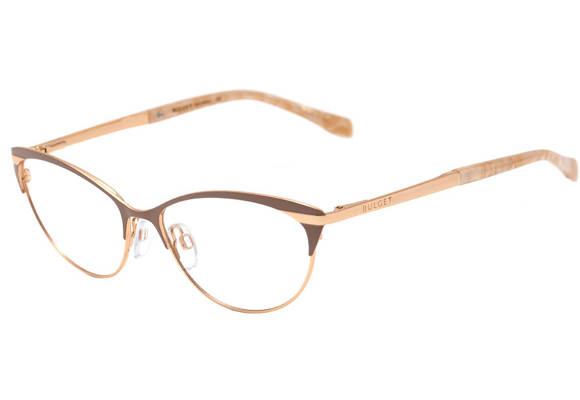 Óculos de Grau Bulget Bg 1570 08A Bege Fosco E Dourado Brilho Lente 5,4 Cm