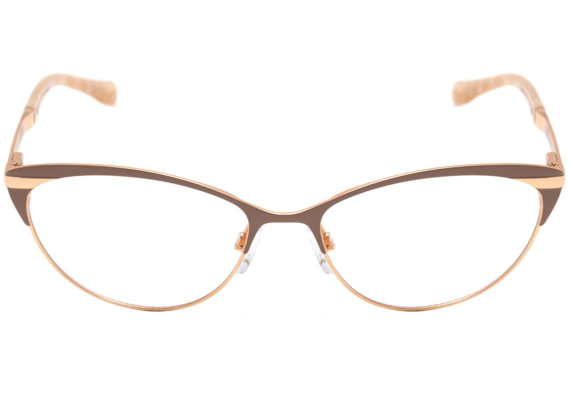 Óculos de Grau Bulget Bg 1570 08A Bege Fosco E Dourado Brilho Lente 5,4 Cm