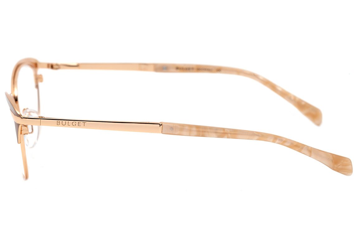 Óculos de Grau Bulget Bg 1570 08A Bege Fosco E Dourado Brilho Lente 5,4 Cm
