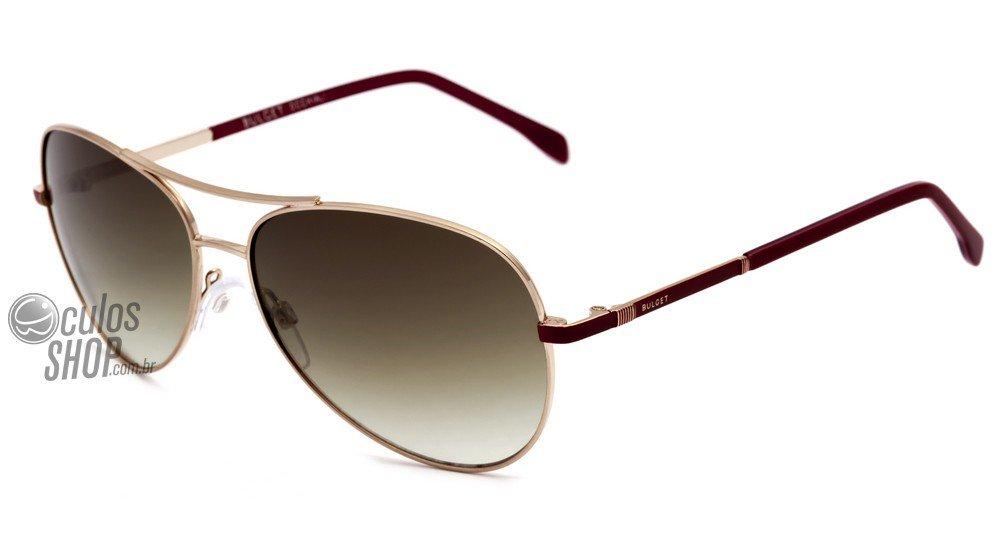 Óculos de Sol Bulget Bg 3108 04G Dourado E Vermeho/ Marrom Degradê - Lente 5,9 Cm