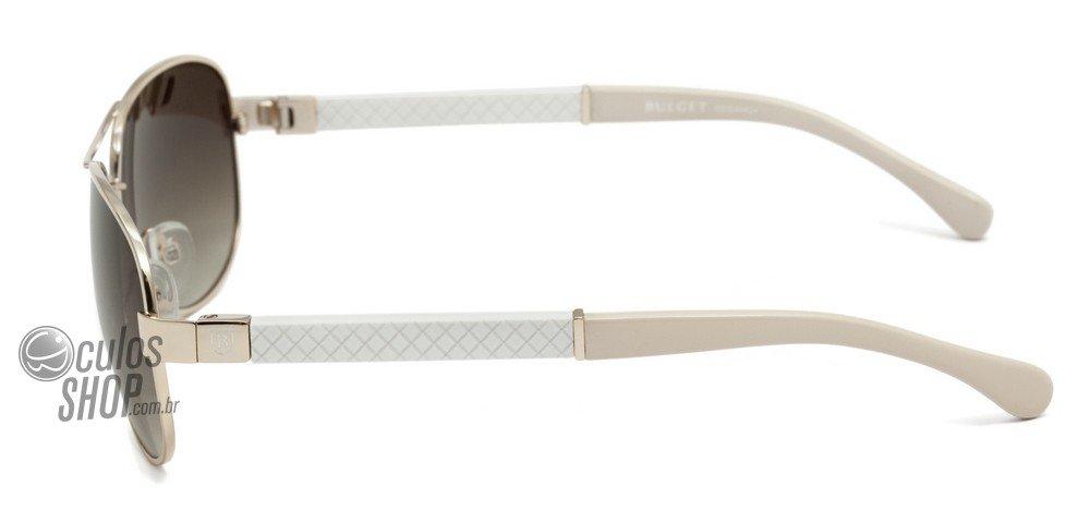 Óculos de Sol Bulget Bg 3112 04A Dourado Branco E Creme/ Marrom Degradê - Lente 5,9 Cm