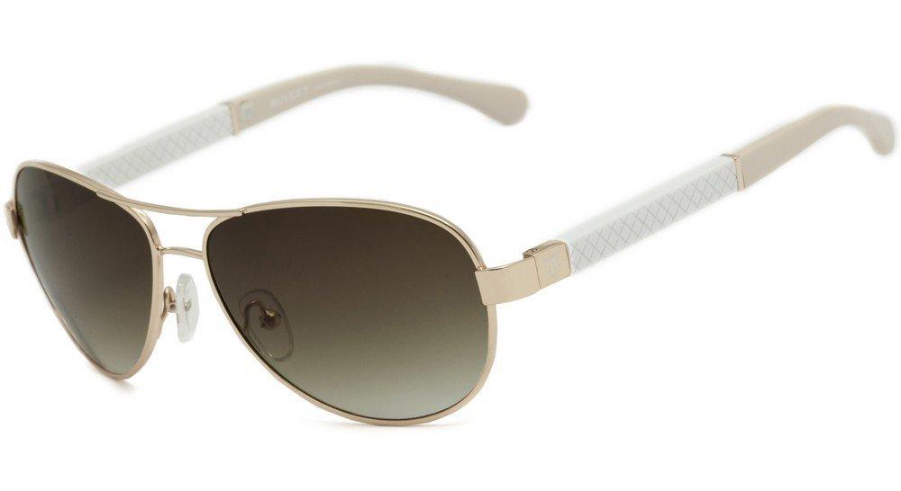 Óculos de Sol Bulget Bg 3112 04A Dourado Branco E Creme/ Marrom Degradê - Lente 5,9 Cm