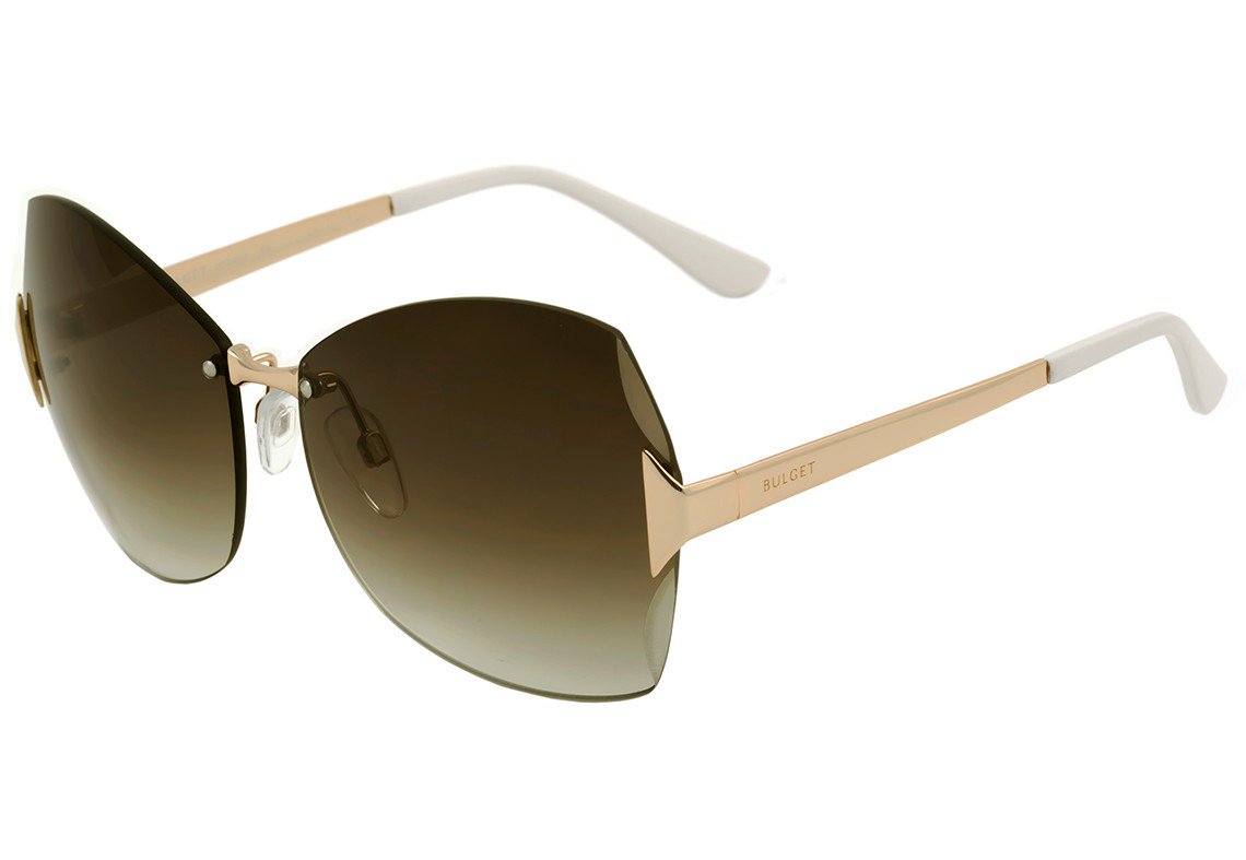 Óculos de Sol Bulget Bg 3162 04A Dourado E Branco Fosco/ Verde Degradê - 62 mm