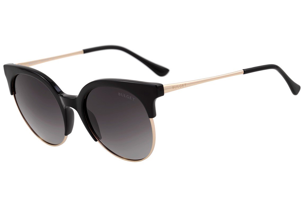 Óculos de Sol Bulget Bg 3170 A01 Preto E Dourado Brilho/ Preto Degradê Polarizado - 54 mm