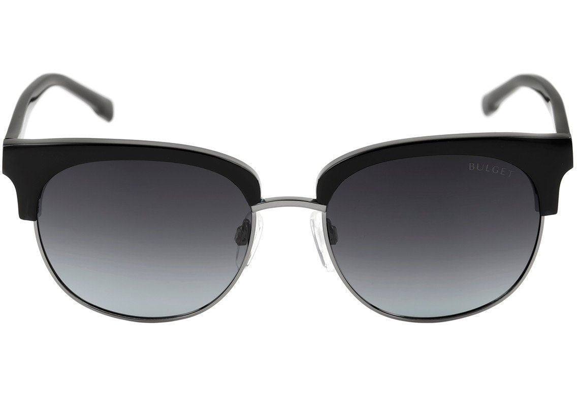 Óculos de Sol Bulget Bg 3184 A01 Preto E Prata Brilho/ Preto Degradê Polarizado - 54 mm
