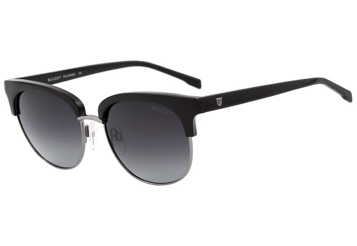 Óculos de Sol Bulget Bg 3184 A01 Preto E Prata Brilho/ Preto Degradê Polarizado - 54 mm