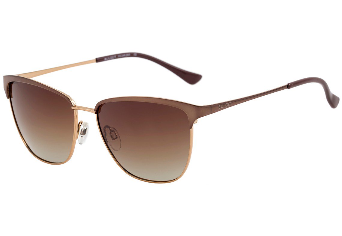 Óculos de Sol Bulget Bg 3186 01A Marrom E Dourado Brilho/ Marrom Degradê Polarizado - 57 mm