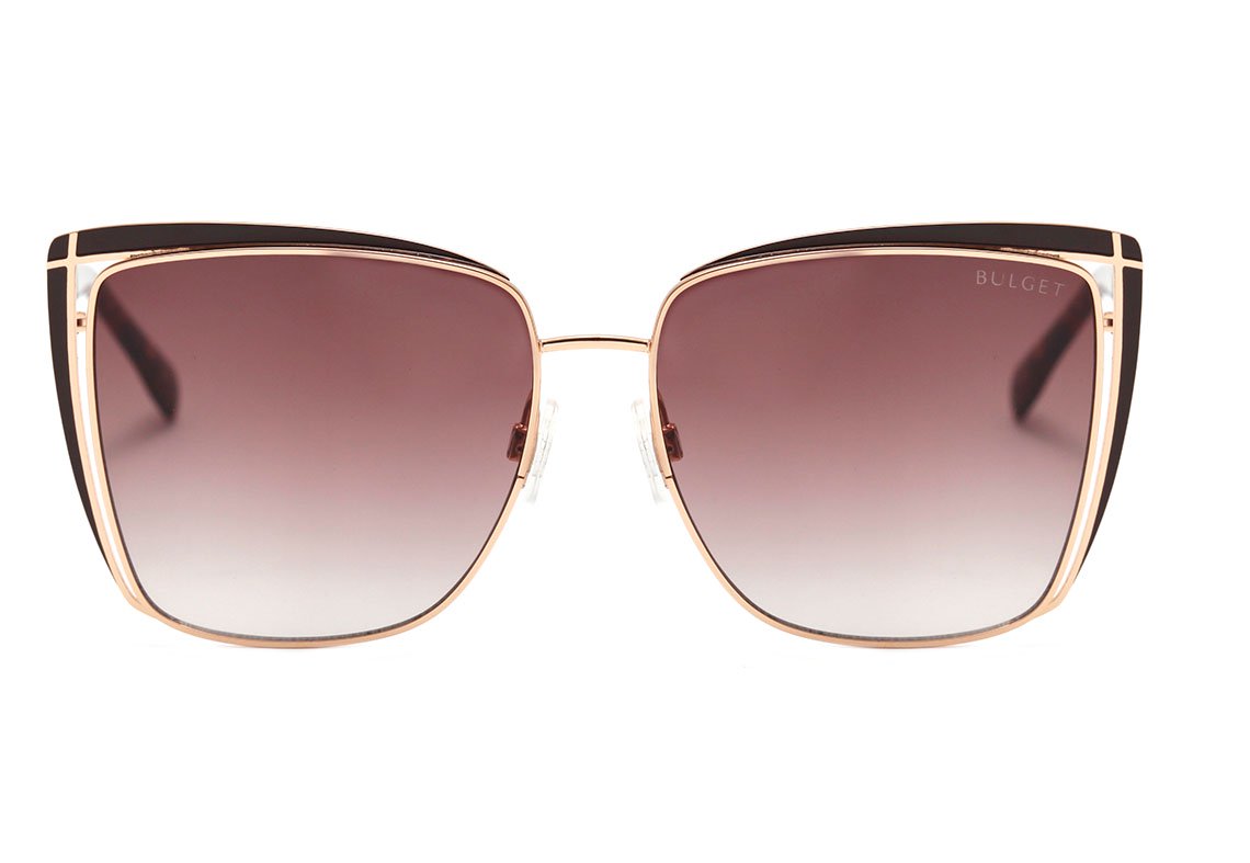 Óculos de Sol Bulget Bg 3246 01A Marrom Fosco E Dourado Brilho/ Marrom Degradê Polarizado Lente 5,6 Cm