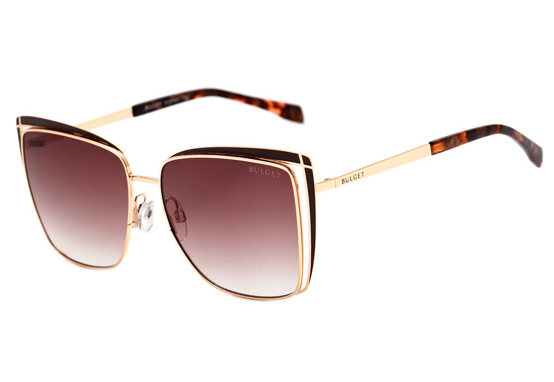 Óculos de Sol Bulget Bg 3246 01A Marrom Fosco E Dourado Brilho/ Marrom Degradê Polarizado Lente 5,6 Cm
