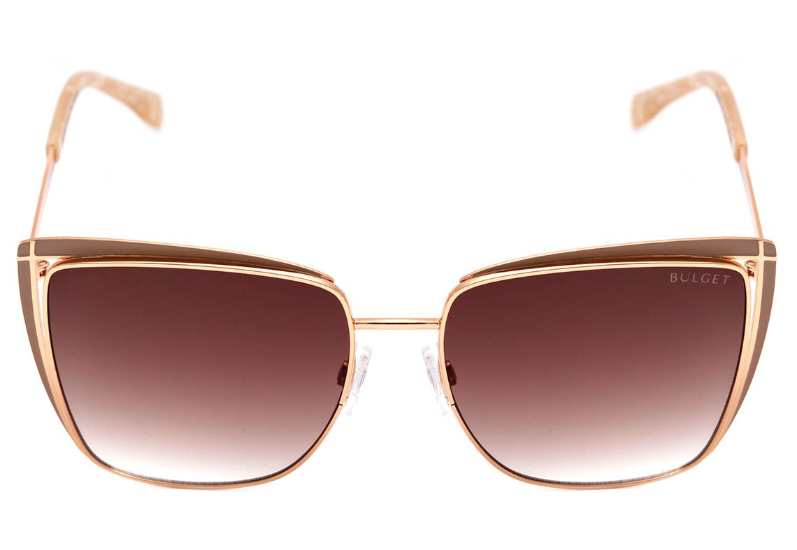 Óculos de Sol Bulget Bg 3246 01A Marrom Fosco E Dourado Brilho/ Marrom Degradê Polarizado Lente 5,6 Cm