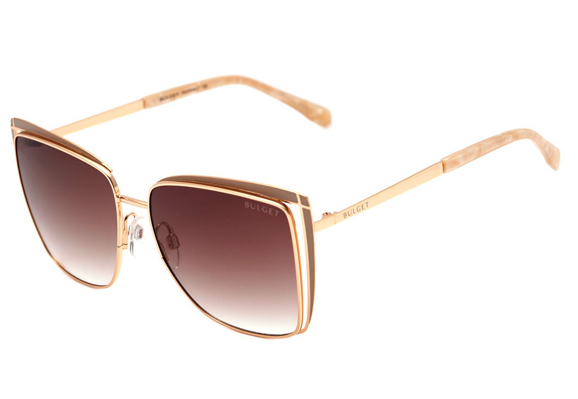 Óculos de Sol Bulget Bg 3246 01A Marrom Fosco E Dourado Brilho/ Marrom Degradê Polarizado Lente 5,6 Cm