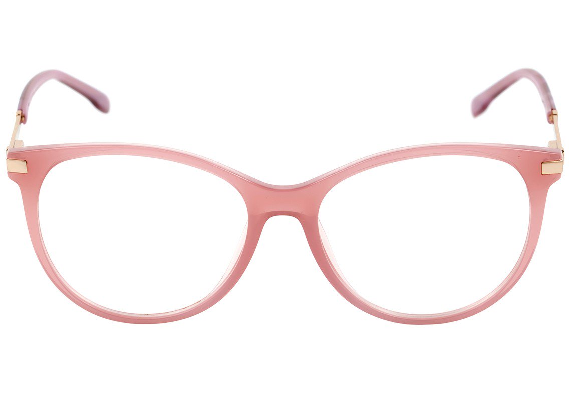 Óculos de Grau Bulget Bg 4042 T02 Rosa Translúcido E Rosa Mesclado Brilho - 53 mm