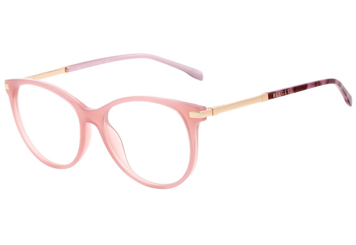 Óculos de Grau Bulget Bg 4042 T02 Rosa Translúcido E Rosa Mesclado Brilho - 53 mm