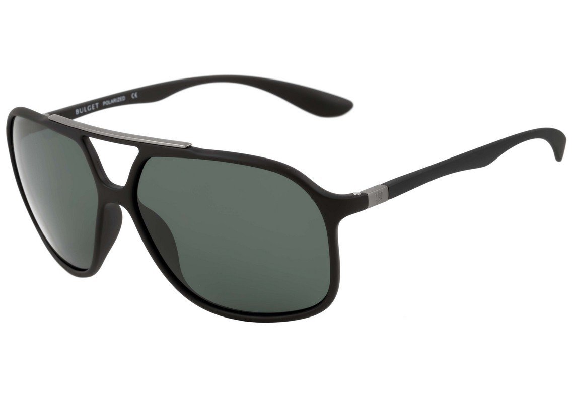Óculos de Sol Bulget Bg 5041 A01 Preto Fosco/ Verde Polarizado - Lente 6,1 Cm
