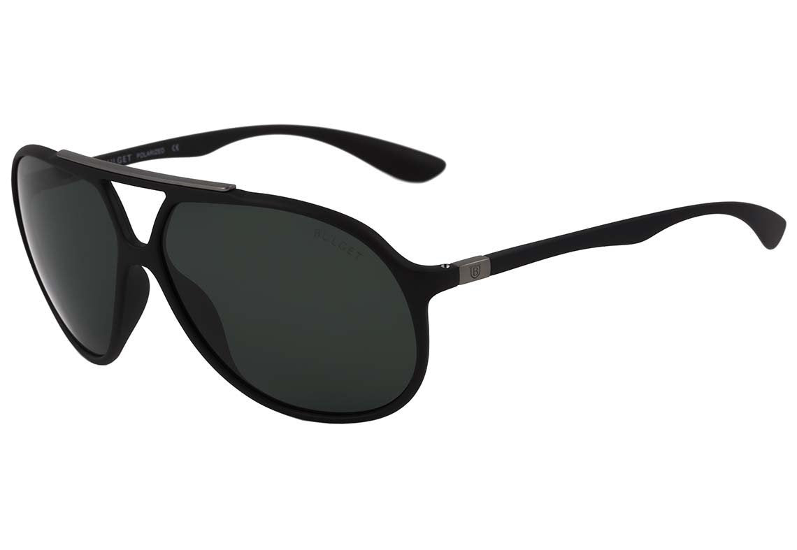 Óculos de Sol Bulget Bg 5043 A01 Preto E Cinza Fosco/ Verde Polarizado - 62 mm