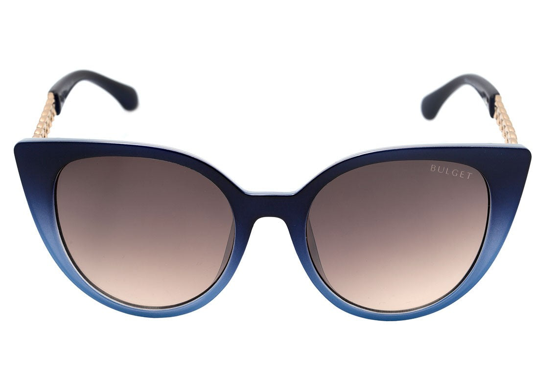 Óculos de Sol Bulget Bg 5132 C02 Azul E Dourado Brilho/ Marrom Degradê - Lente 5,3 Cm