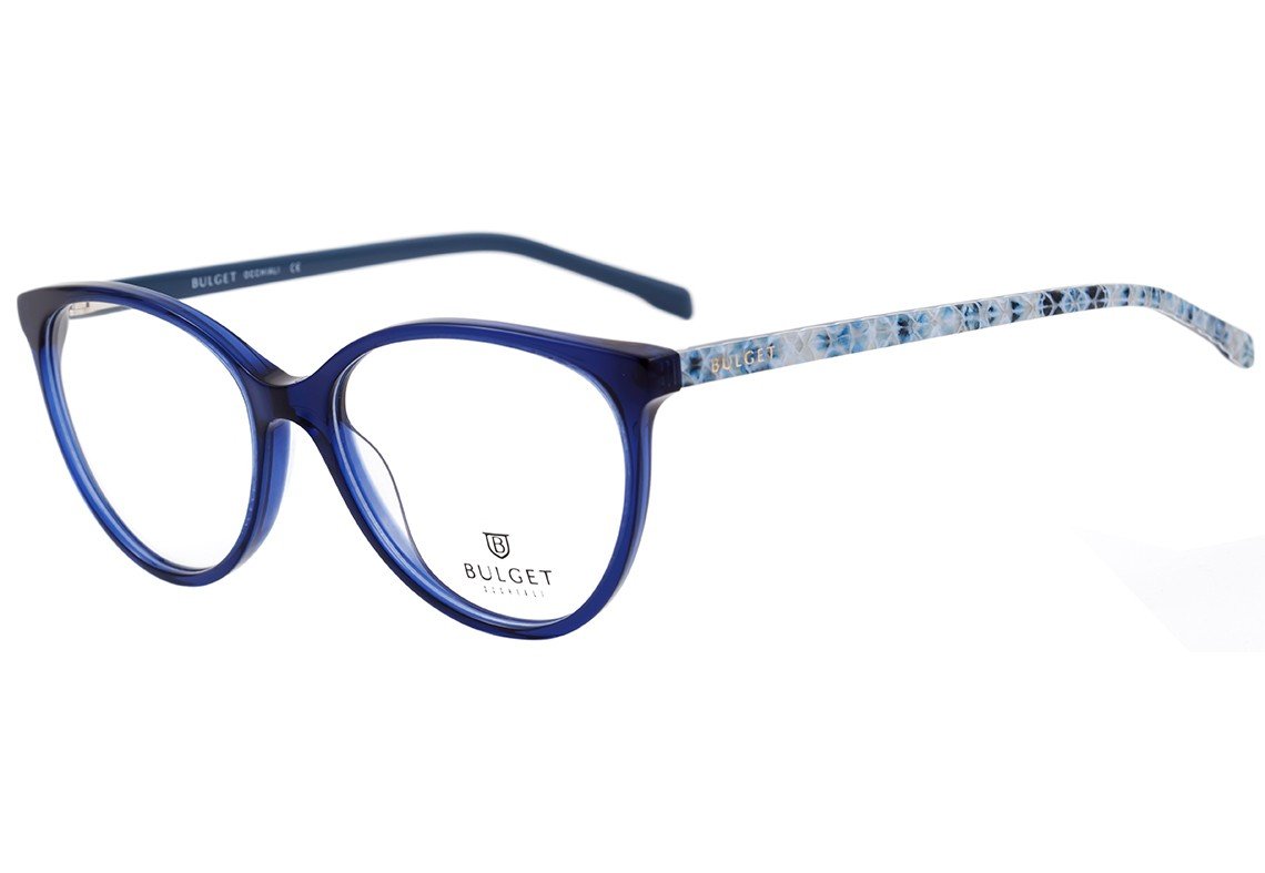 Óculos de Grau Bulget Bg 6204 T01 Azul Translúcido E Azul Estampado Brilho - Lente 5,4 Cm