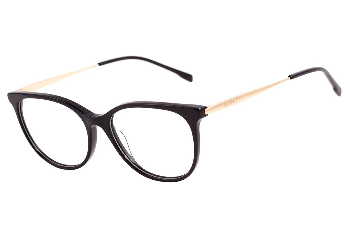 Óculos de Grau Bulget Bg 6212 A01S Preto E Dourado Brilho - 54 mm