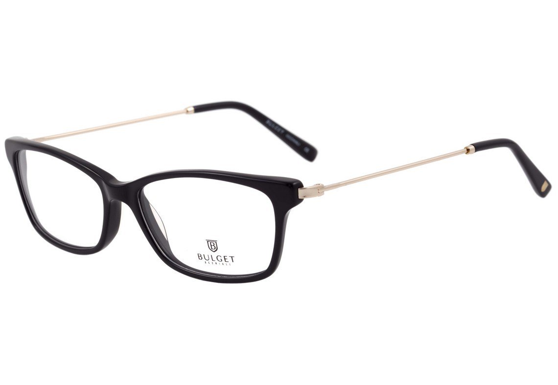 Óculos de Grau Bulget Bg 7004 A01 Preto E Dourado Brilho - 52 mm