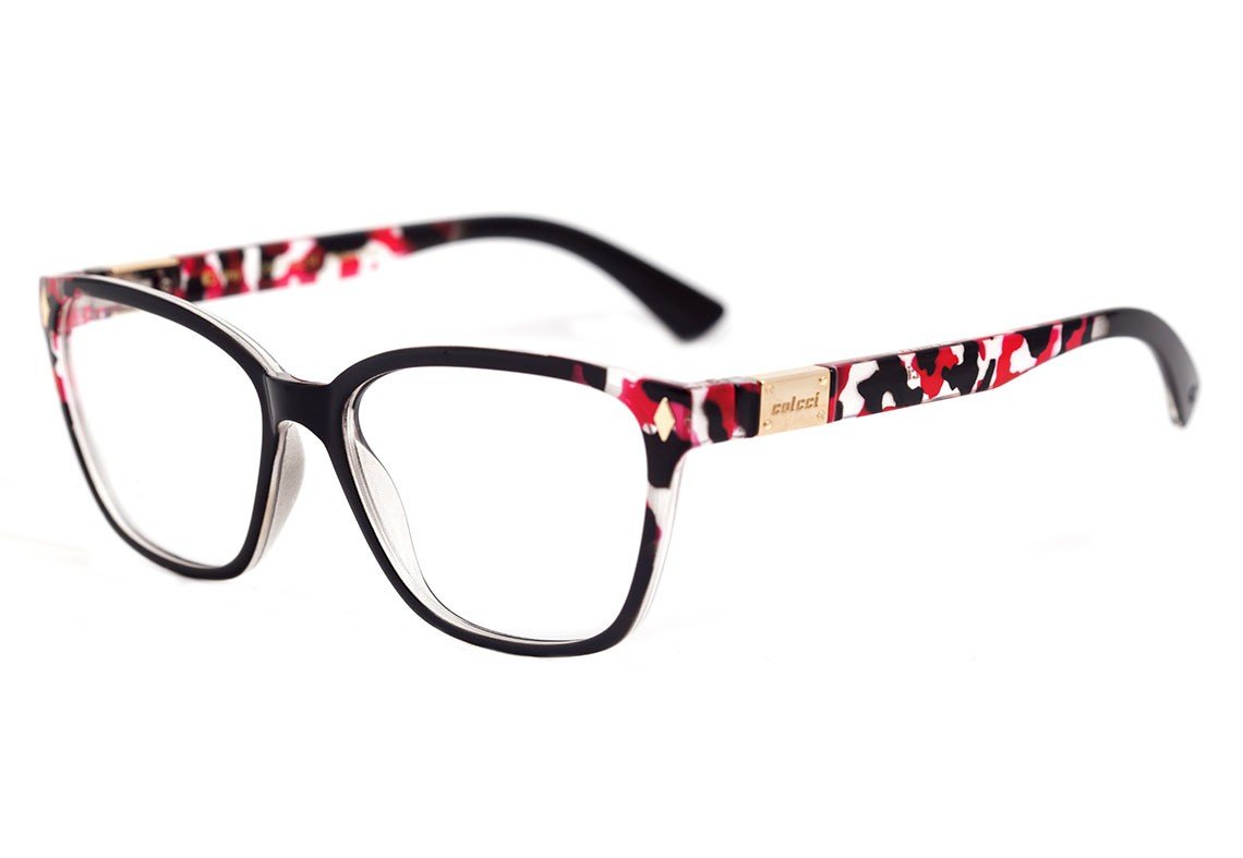 Óculos de Grau Colcci Amy Preto e Vermelho Brilho - 54 mm