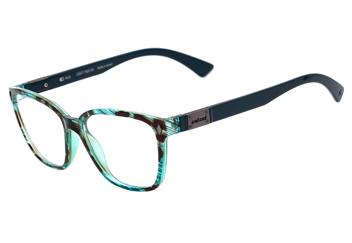 Óculos de Grau Colcci Amy Verde E Preto Mesclado Brilho - 54 mm