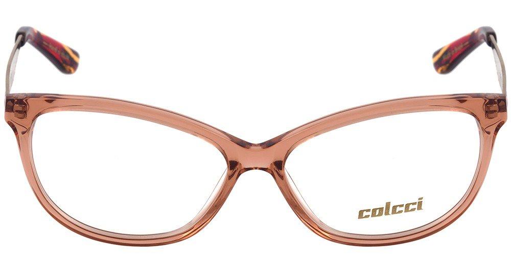 Óculos de Grau Colcci C6004 Marrom Translúcido e Dourado - 52 mm