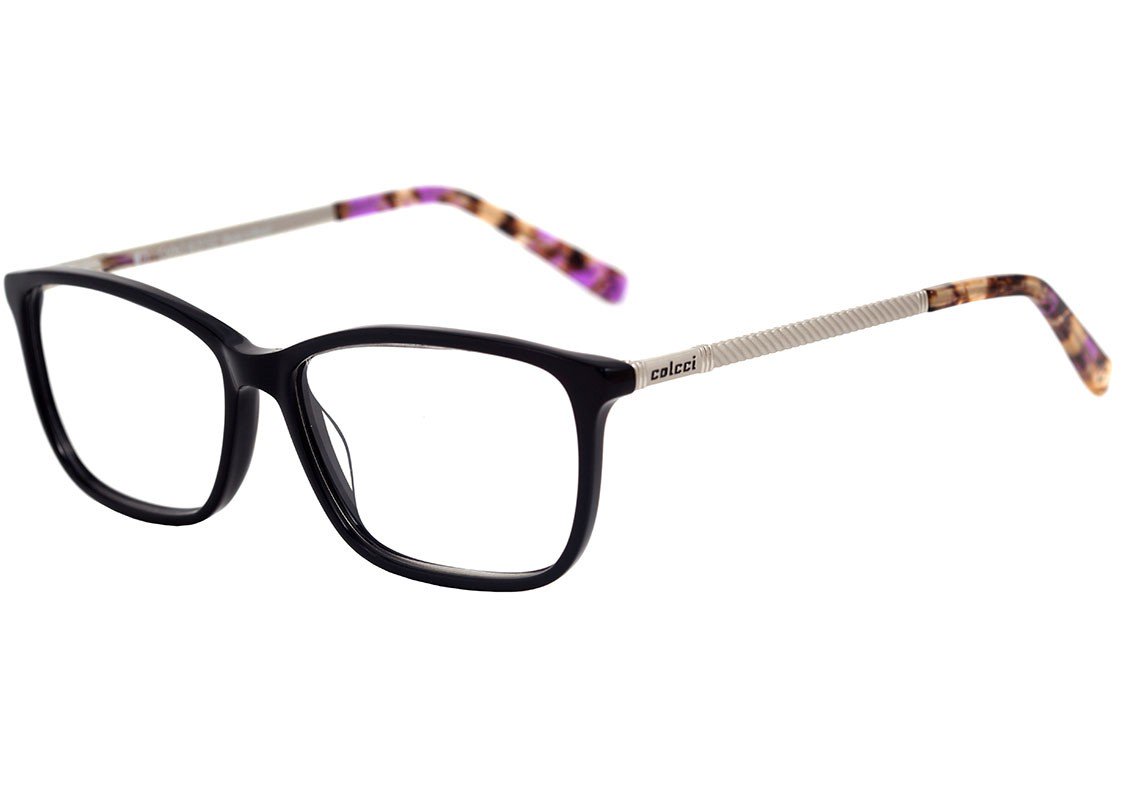Óculos de Grau Colcci C6067 Preto e Prata Brilho - 52 mm